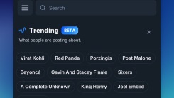 Trending topics on Bluesky, which appears in the search tab.
