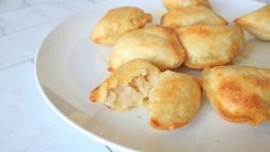 Plate of air-fried pierogi on a plate