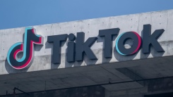 TikTok logo on building