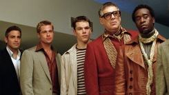 Cast members in line in a still from Ocean's Eleven