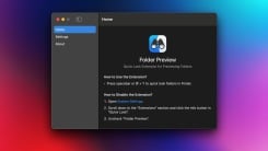 Folder Preview's Home tab with installation instructions on a Mac.