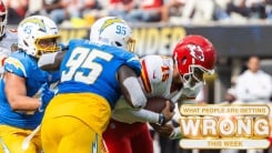 KC Chiefs' Patrick Mahomes and LA Chargers Tuli Tuipulotu