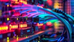 hardware cables connected to an internet network device