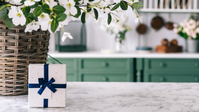 A gift on the kitchen counter.