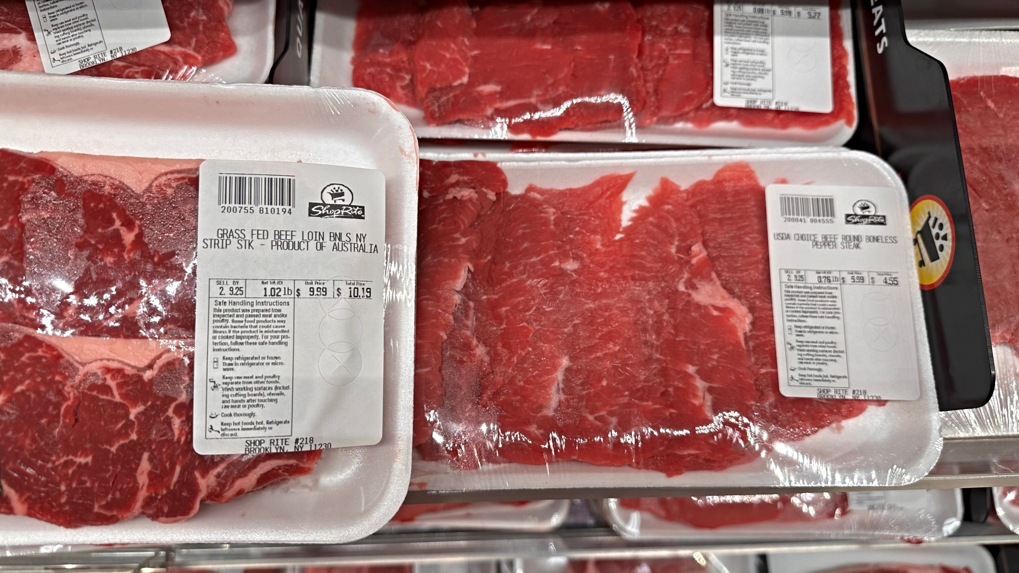 Two packages of beef from Shoprite.