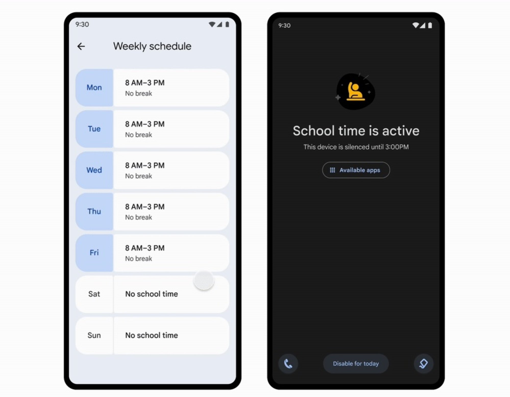Google Family Link School time