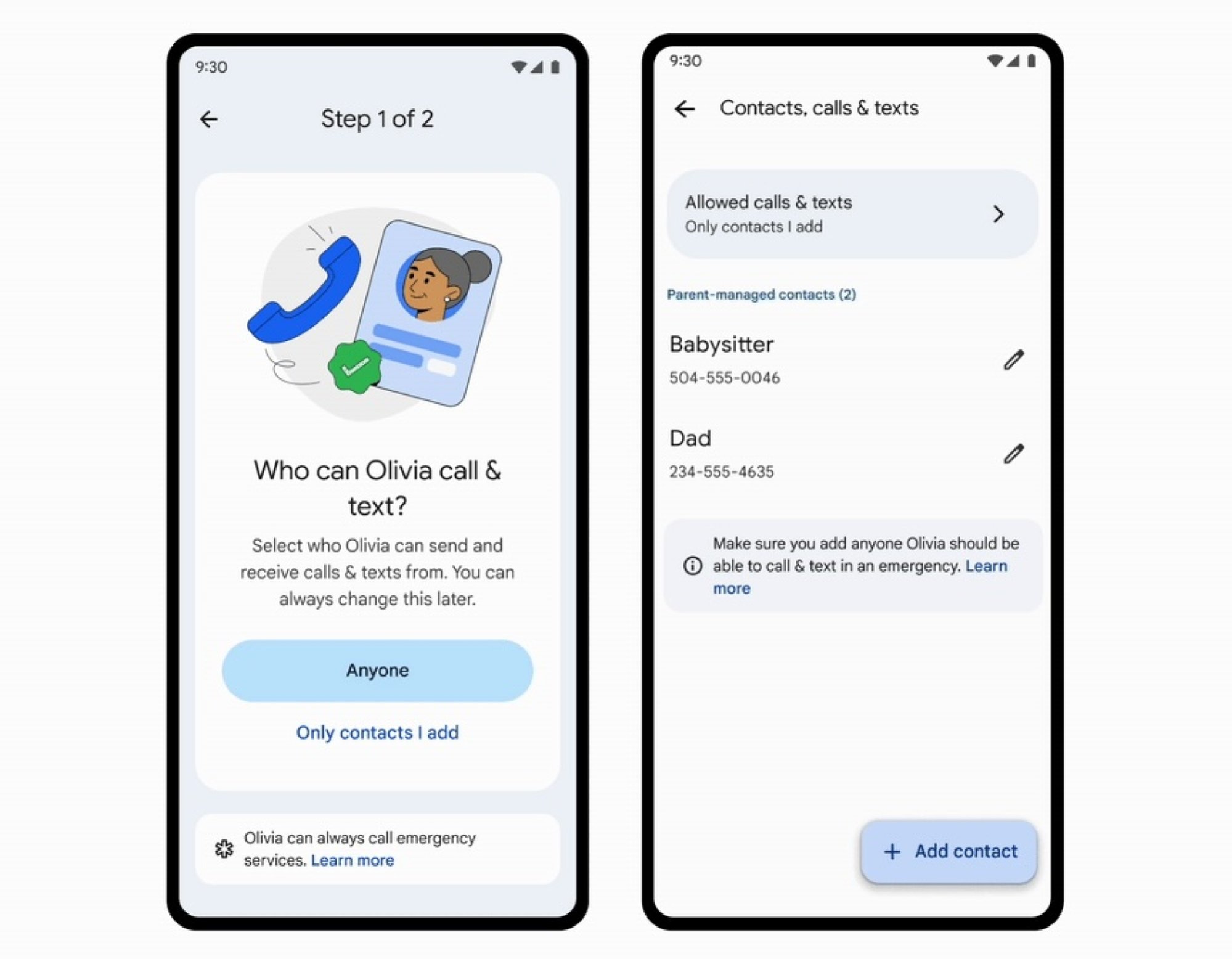 Google parent-approved contacts