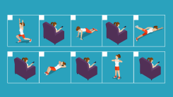 illustration of a calendar with person exercising and resting