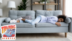 Woman sleeping on couch