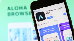 Aloha browser logo on a smartphone