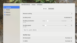 A screenshot of the scrolling window for LinearMouse, which allows you to configure the scrolling speed and set modifier keys up.