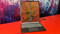 rollable laptop unfurled at angle