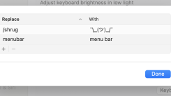 A screenshot of the text replacement feature on macOS