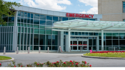 Exterior of a modern looking hospital