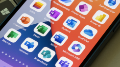 Microsoft program icons on a phone home screen