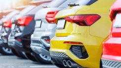 A row of SUVs at a car dealership