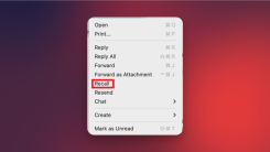 An Outlook context menu with the Recall button highlighted in a red rectangle.