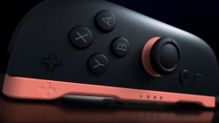 A Switch 2 controller on its side