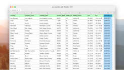 A screenshot of a CSV file