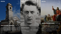 three screenshots of WikiTok