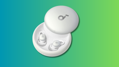 Soundcore by Anker, Sleep A10 Bluetooth Sleep Earbuds on a teal and green gradient background.