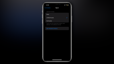 A screenshot of the contacts privacy permissions page in iOS 18.
