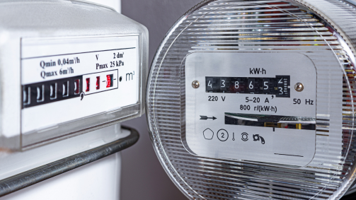 A closeup of an electrical meter