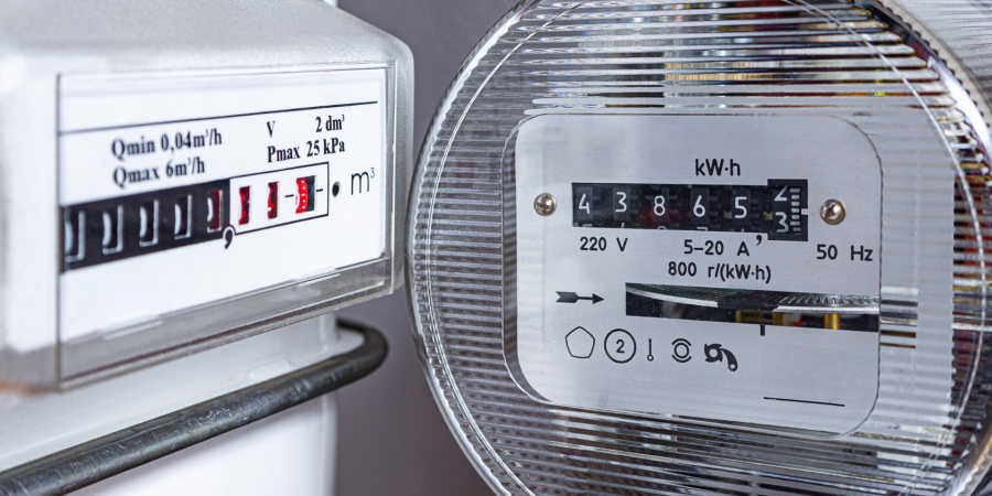 A closeup of an electrical meter
